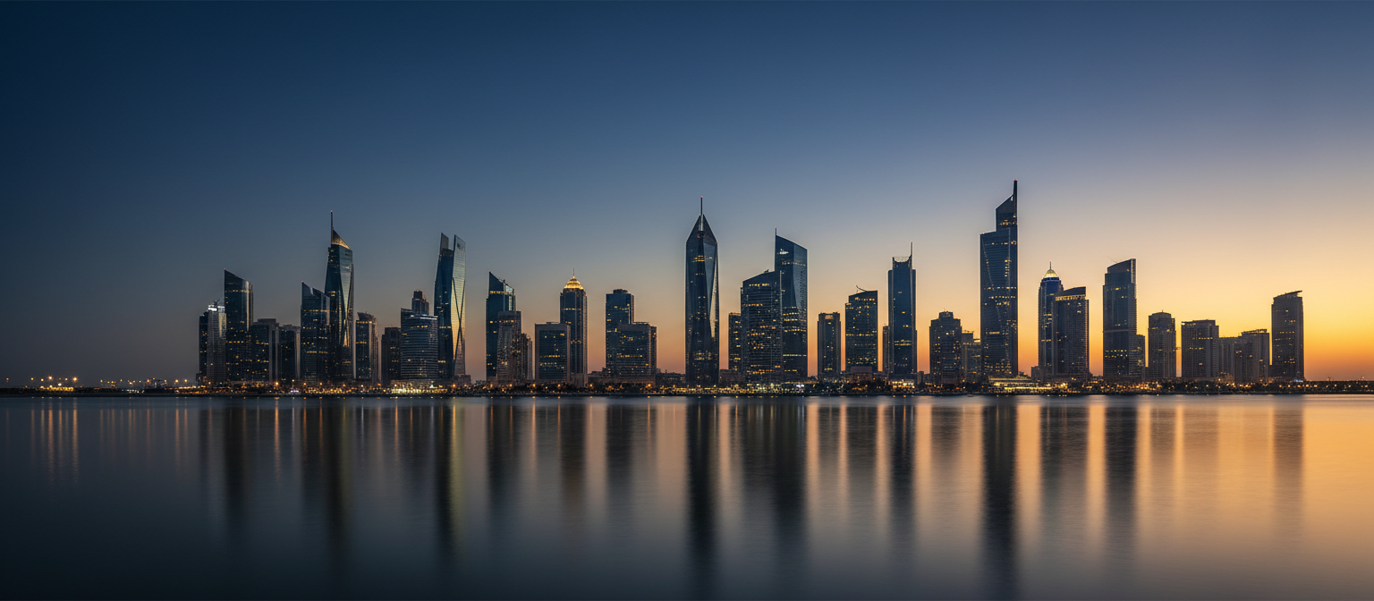 GCC skyline at dusk